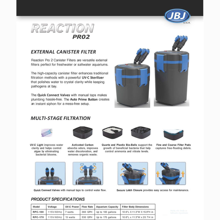 Reaction PRO 2 Canister w/ 7w UV JBJ