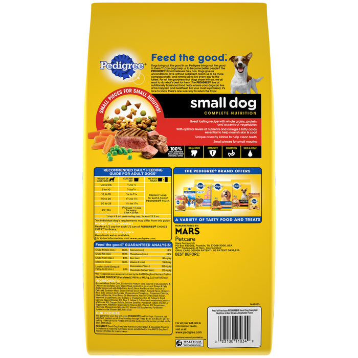 Pedigree Complete Nutrition Small Breed Adult Dry Dog Food Grilled Steak & Vegetable, 1ea/3.5 lb