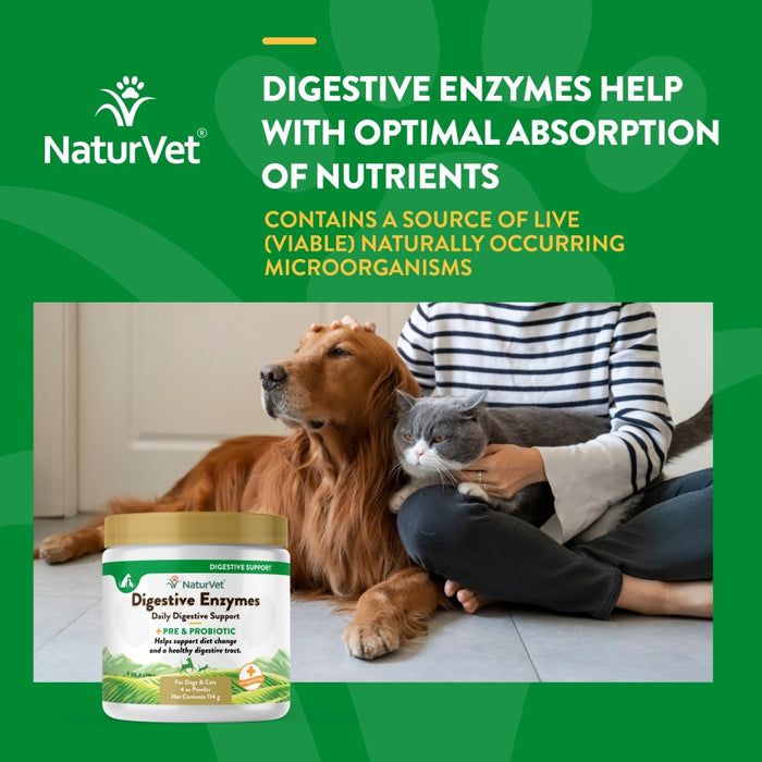 NaturVet Digestive Enzymes Plus Pre & Probiotic Powder 1ea/4 oz