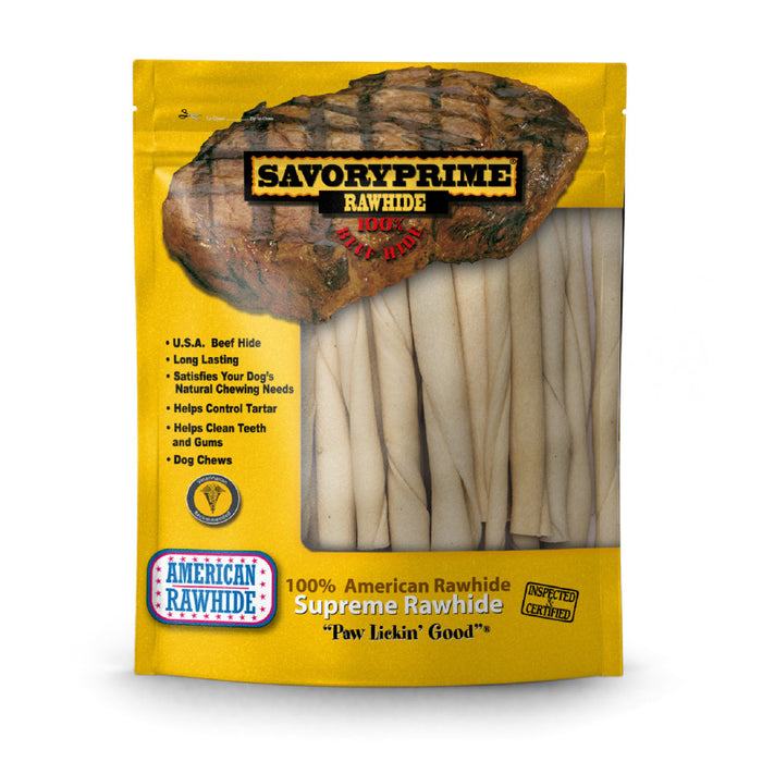 Savory Prime Pressed Rawhide Twist Sticks Natural, 1ea/5 in, 30 pk