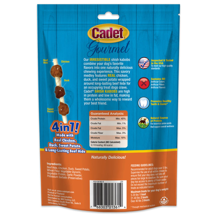 Cadet Gourmet Beef Hide Shish Kabob Dog Treats Beef Hide, 1ea/5 in (4 Oz.)