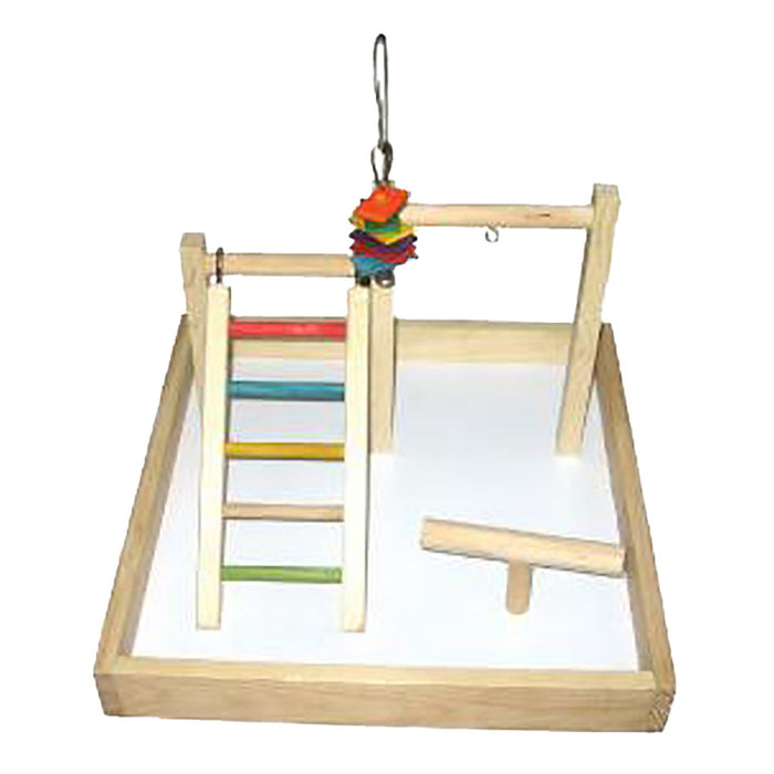 A & E Cages Happy Beaks Wood Tabletop Play Station 1ea/17In X 17In X 12 in