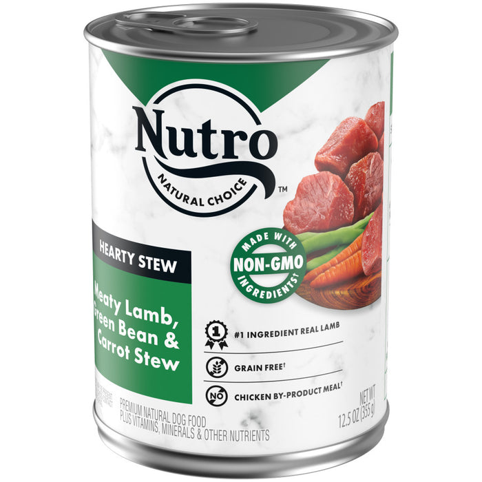 Nutro Products Hearty Stew Cuts in Gravy Adult Wet Dog Food Lamb, Green Bean & Carrot Stew, 12ea/12.5 oz, 12 pk