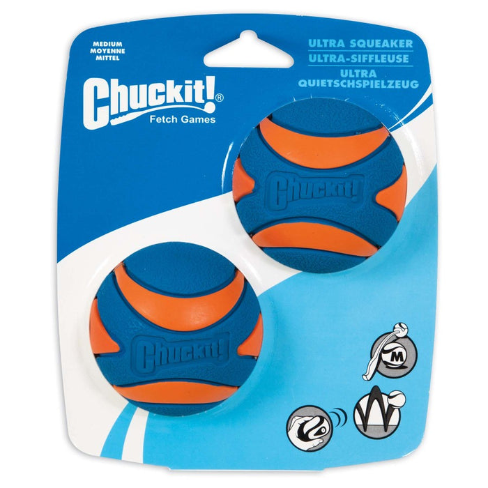 Chuckit! Ultra Squeaker Balls Dog Toy Blue/Orange, 1ea/2 pk, MD