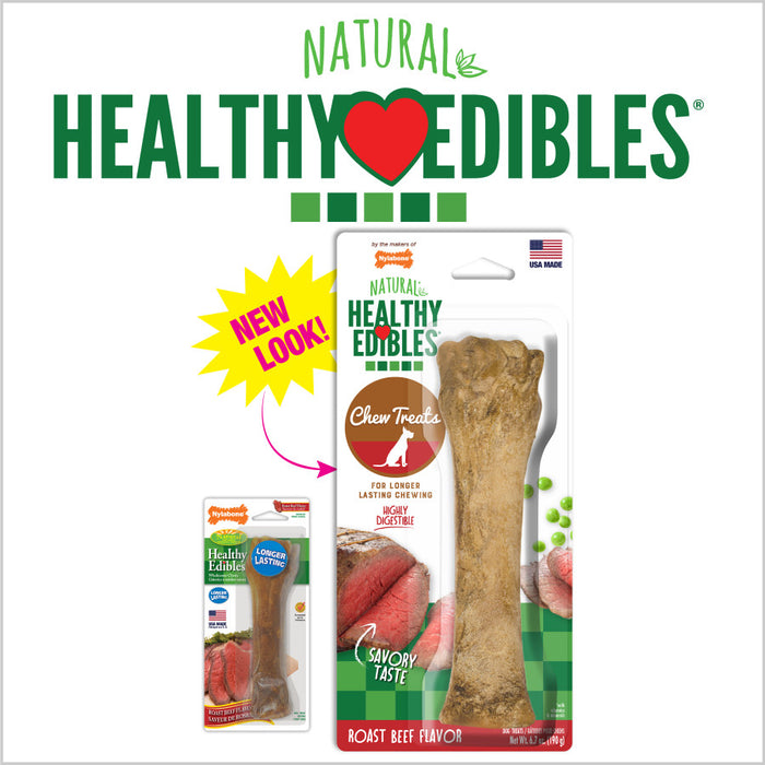 Nylabone Healthy Edibles All-Natural Long Lasting Roast Beef Flavor Chew Treats 1 Count, 1ea/Souper - 50+ lb