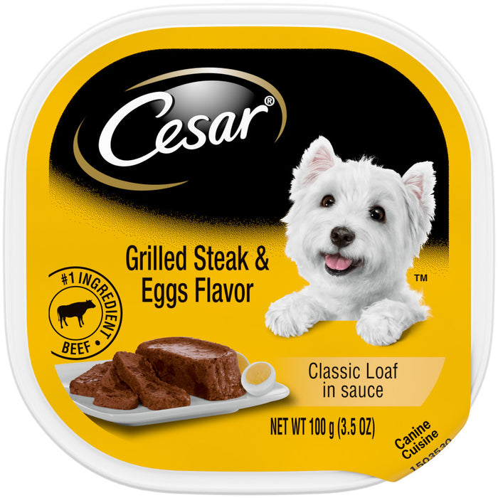 Cesar Sunrise Classic Loaf in Sauce Adult Wet Dog Food Grilled Steak & Eggs, 24ea/3.5 oz, 24 pk