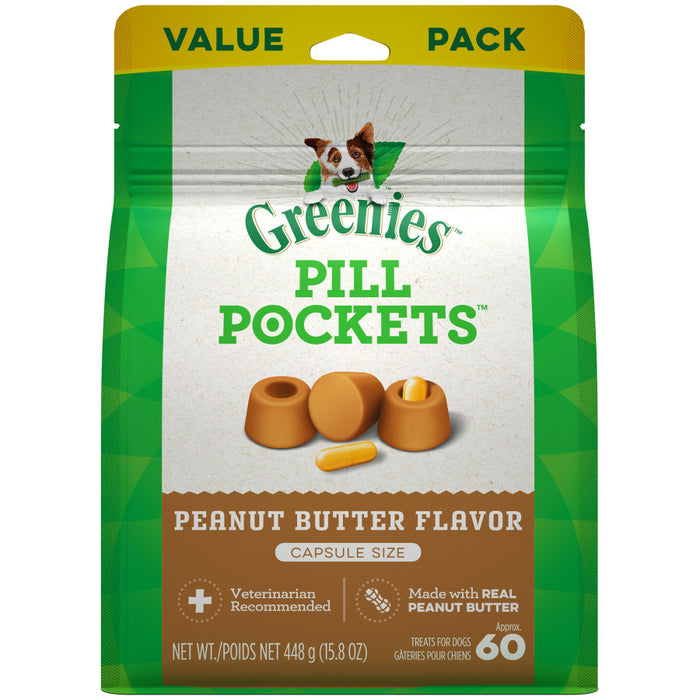 Greenies Pill Pockets for Capsules Peanut Butter, 1ea/60 ct, 15.8 oz