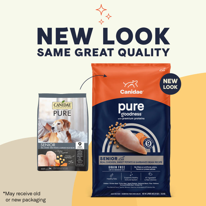 CANIDAE PURE Goodness Grain-Free LID Dry Senior Dog Food Chicken, Sweet Potato & Garbanzo Bean, 1ea/12 lb