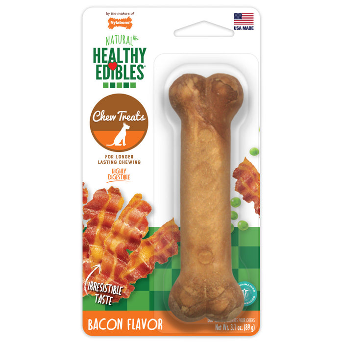 Nylabone Healthy Edibles All-Natural Long Lasting Bacon Flavor Chew Treats 1ea/Medium - Up To 30 lb