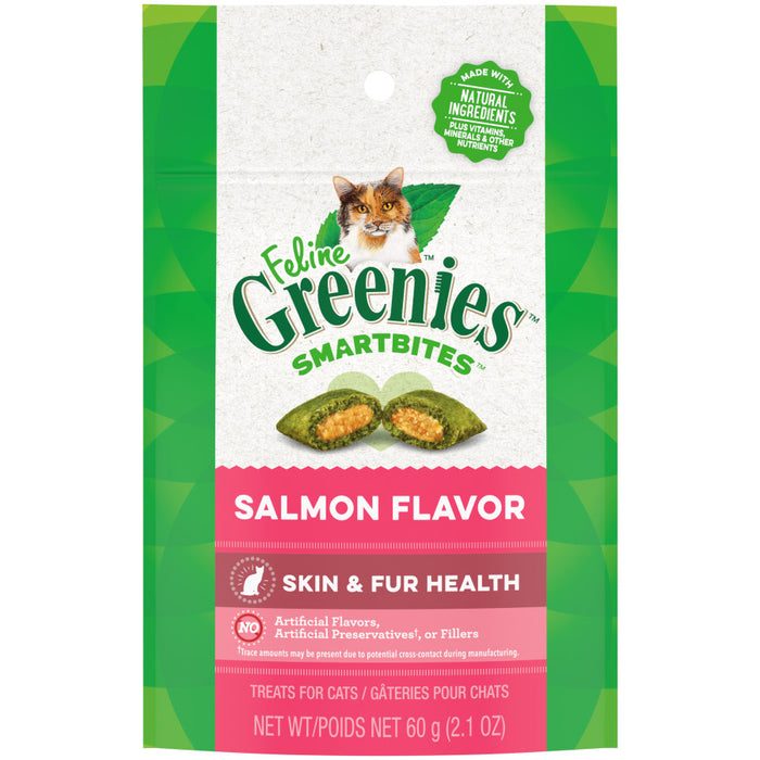 Greenies Feline SmartBites Skin & Fur Crunchy & Soft Adult Cat Treats Salmon, 1ea/2.1 oz