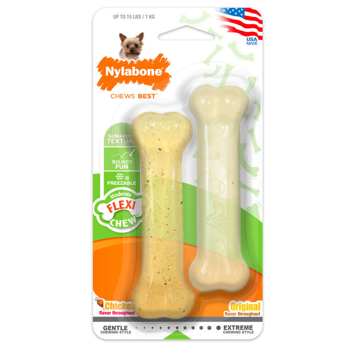 Nylabone FlexiChew Bone Dog Chew Toys 1ea/XS - Up To 15 lb, 2 ct