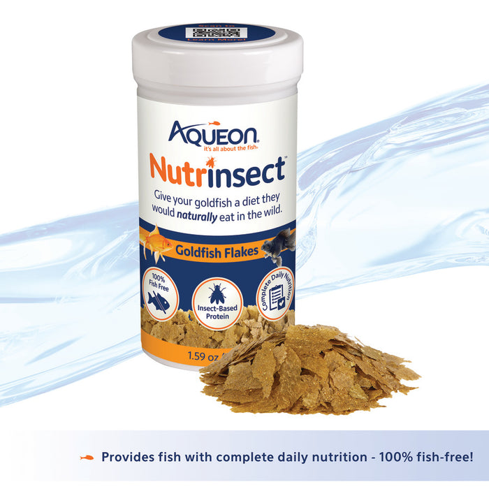 Aqueon Nutrinsect Fish-Free Fish Food Goldfish Flakes, 1ea/1.59 oz