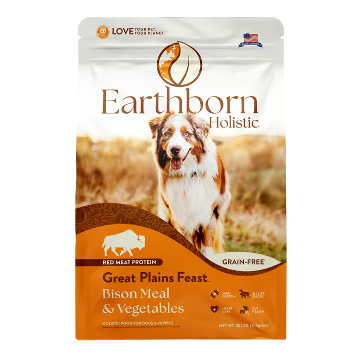 Earthborn Holistic Great Plains Feast Grain-Free Dry Dog Food Bison Meal & Vegetables, 1ea/25 lb