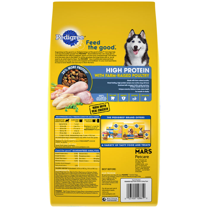 Pedigree High Protein Adult Dry Dog Food w/Farm-Raised Poultry Chicken & Turkey, 1ea/3.5 lb