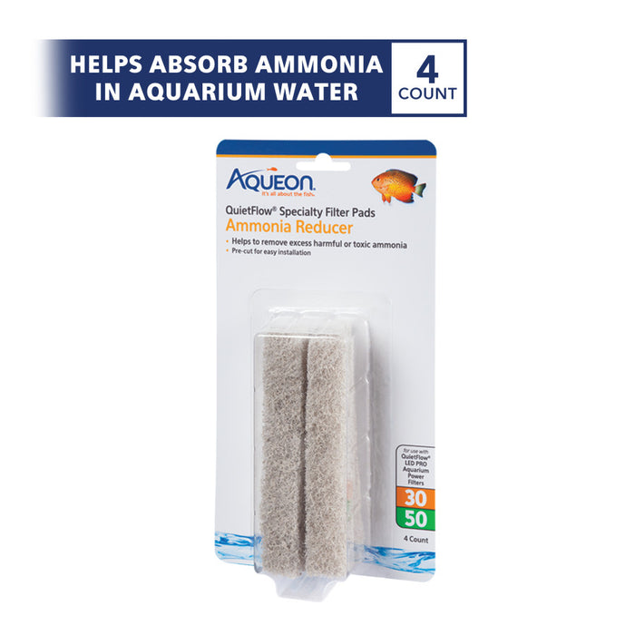 Aqueon Replacement Specialty Filter Pads Ammonia Reducer, 1ea/30/50, 4 pk