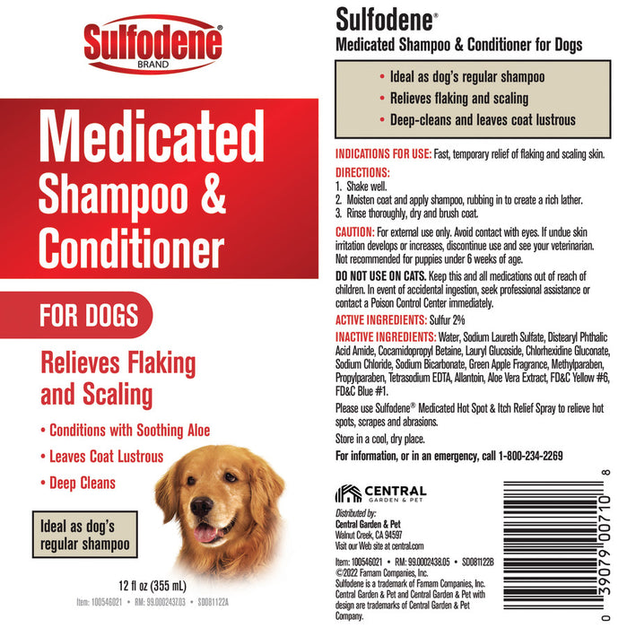 Sulfodene Medicated Shampoo & Conditioner for Dogs 1ea/12 oz