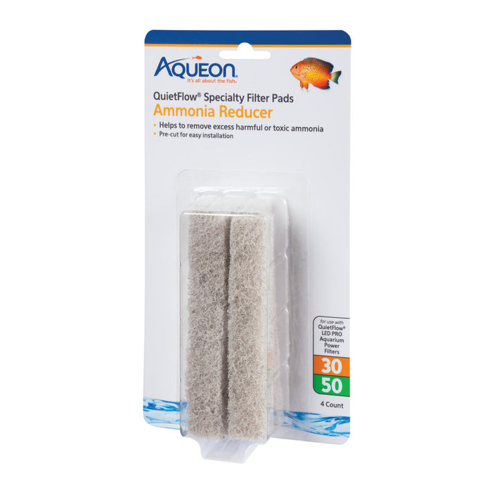 Aqueon Replacement Specialty Filter Pads Ammonia Reducer, 1ea/30/50, 4 pk