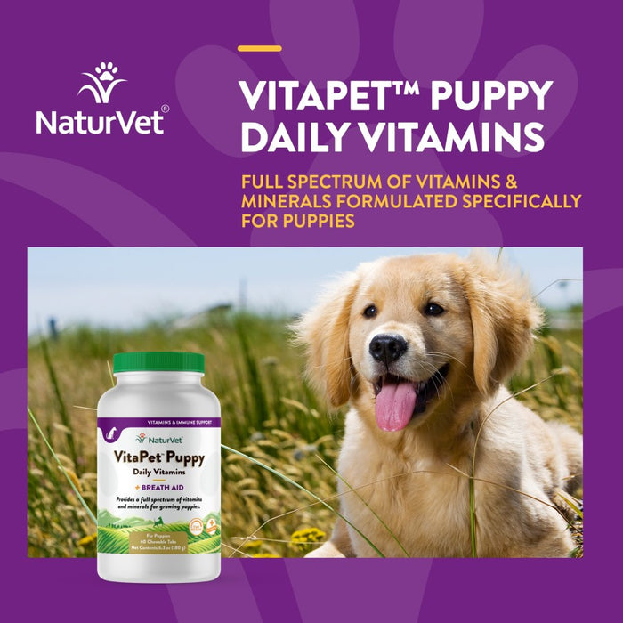 NaturVet Vita Pet Puppy Plus Breath Aid Tablets Time Release Jar 1ea/60 Tablets, 6.3 oz