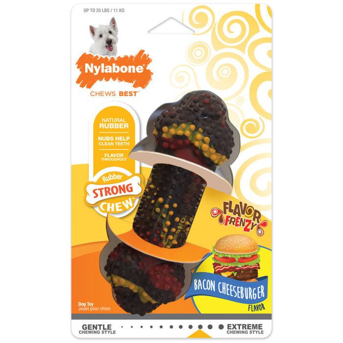 Nylabone Flavor Frenzy Strong Chew Toy Dog Toy Bacon & Cheeseburger, 1ea/SMall - Up To 25 lb