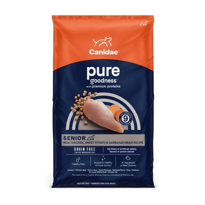 CANIDAE PURE Goodness Grain-Free LID Dry Senior Dog Food Chicken, Sweet Potato & Garbanzo Bean, 1ea/12 lb