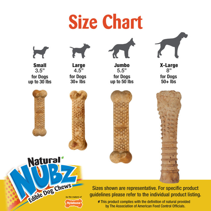 Nylabone Nubz Natural Dog Treats – Allergen-Free Peanut Butter Flavor 1ea/Large - Up To 50 lb, 15 ct