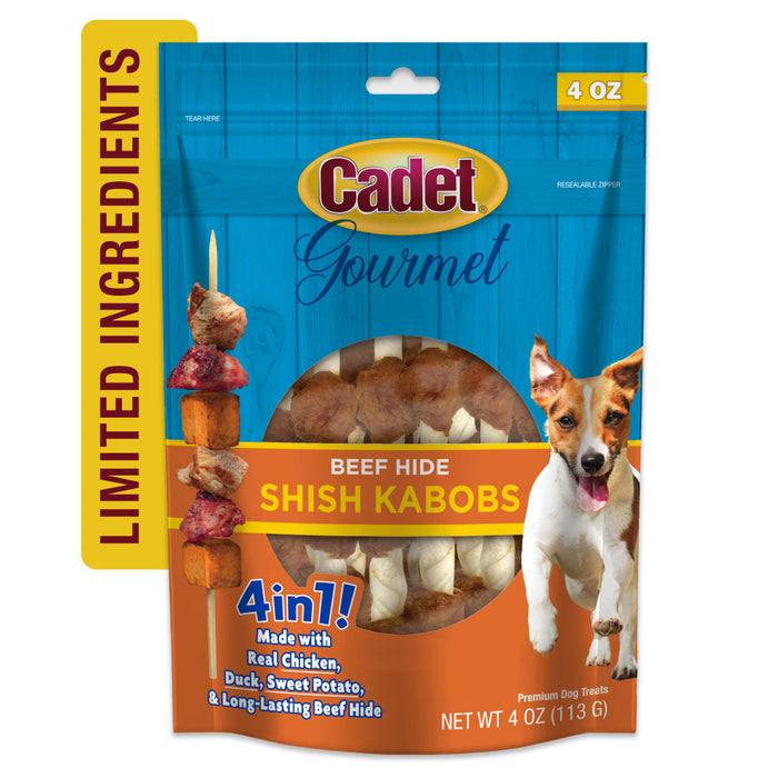 Cadet Gourmet Beef Hide Shish Kabob Dog Treats Beef Hide, 1ea/5 in (4 Oz.)