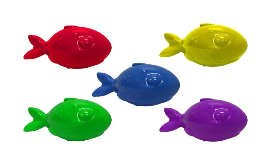 Multipet Lobberz Fish Squeak Throw Float Fetch Toy Assorted, 1ea/7 in