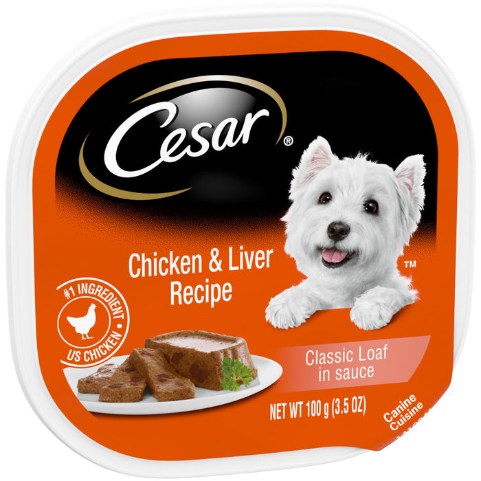 Cesar Classic Loaf in Sauce Adult Wet Dog Food Chicken & Liver, 24ea/3.5 oz, 24 pk