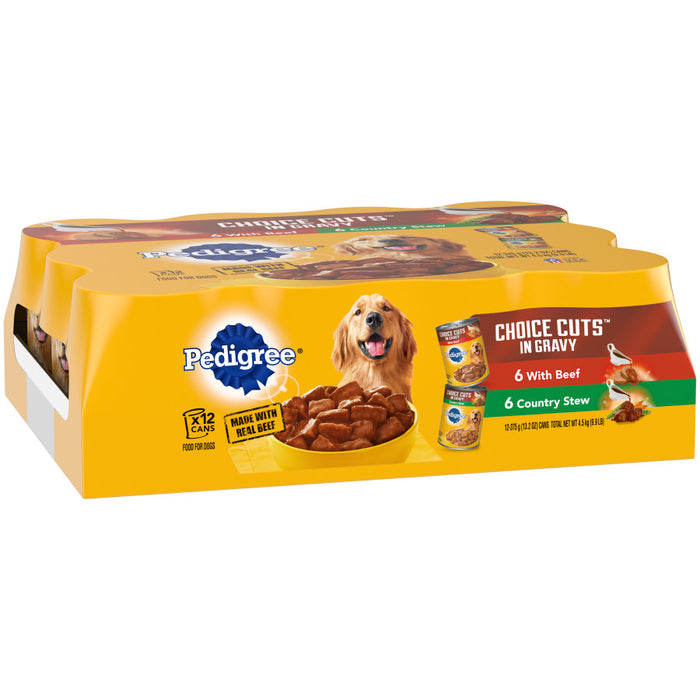 Pedigree Choice Cuts in Gravy Adult Wet Dog Food Variety Pack (Beef, Country Stew), 1ea/158.7 oz, 12 pk