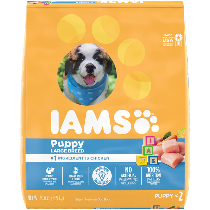 IAMS Smart Large Breed Puppy Dry Dog Food Real Chicken, 1ea/30.6 lb