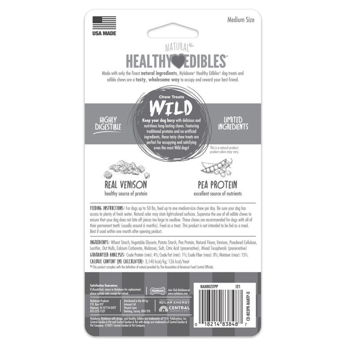 Nylabone Healthy Edibles WILD Antler Natural Long Lasting Venison Flavor Dog Chew Treats 1ea/Medium - Up To 30 lb, 2 ct