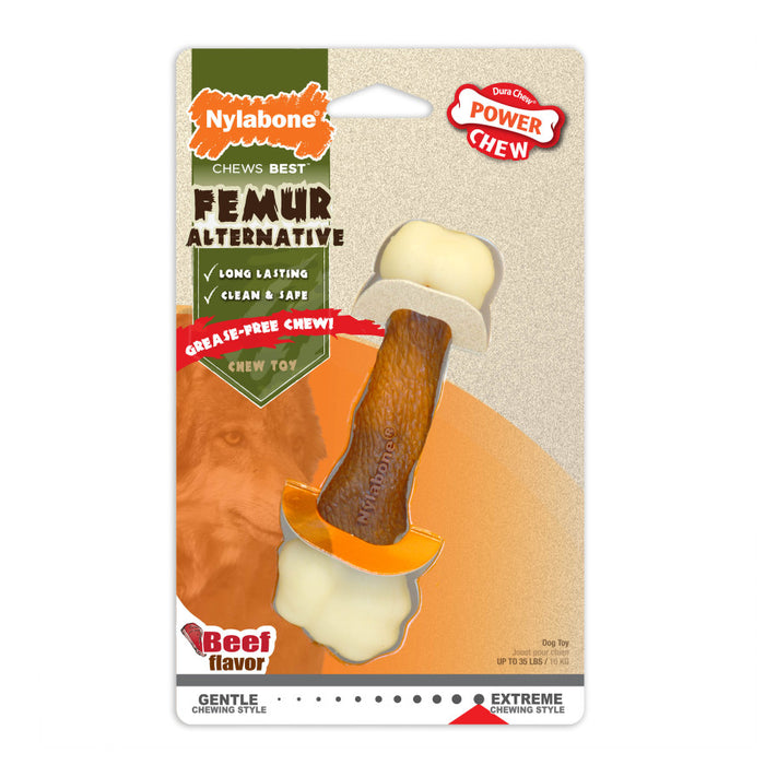 Nylabone Femur Bone Rawhide Alternative Power Chew Durable Dog Toy Beef, 1ea/Medium - Up To 35 lb