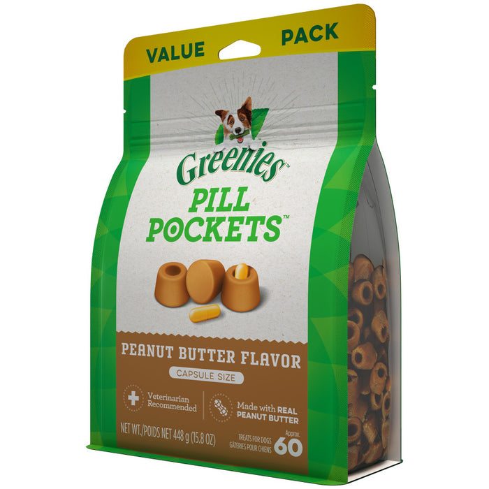 Greenies Pill Pockets for Capsules Peanut Butter, 1ea/60 ct, 15.8 oz