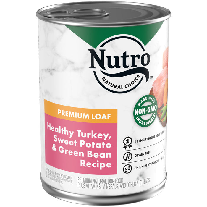 Nutro Products Premium Loaf Adult Wet Dog Food Turkey, Sweet Potato & Green Bean, 12ea/12.5 oz, 12 pk