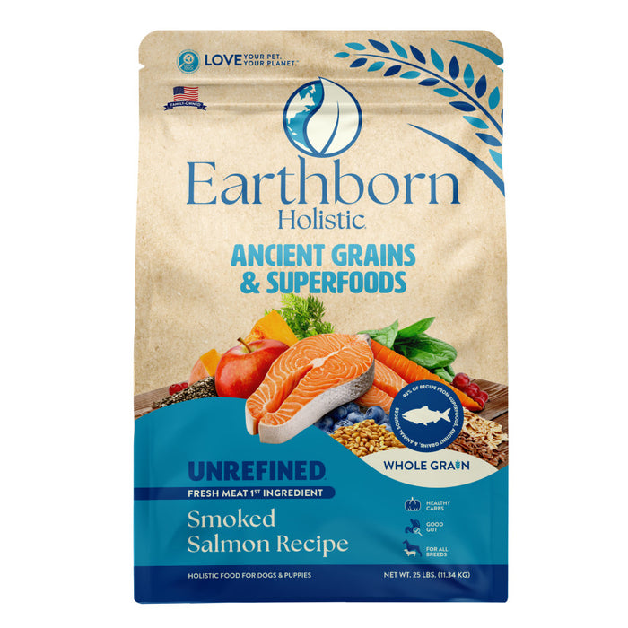 Earthborn Holistic Unrefined Ancient Grains & Superfoods Dry Dog Food Smoked Salmon, 1ea/25 lb