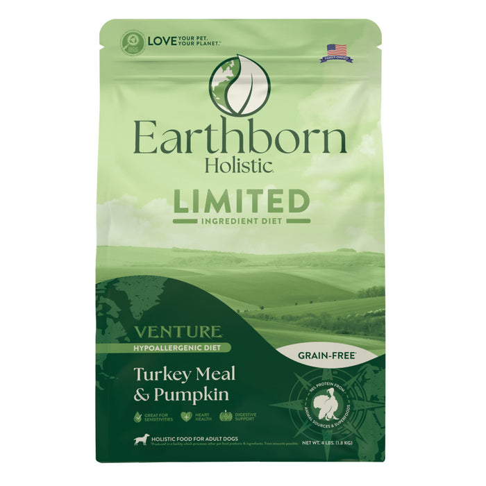 Earthborn Holistic Venture Limited Ingredient Diet Grain-Free Dry Dog Food Turkey Meal & Pumpkin, 1ea/4 lb