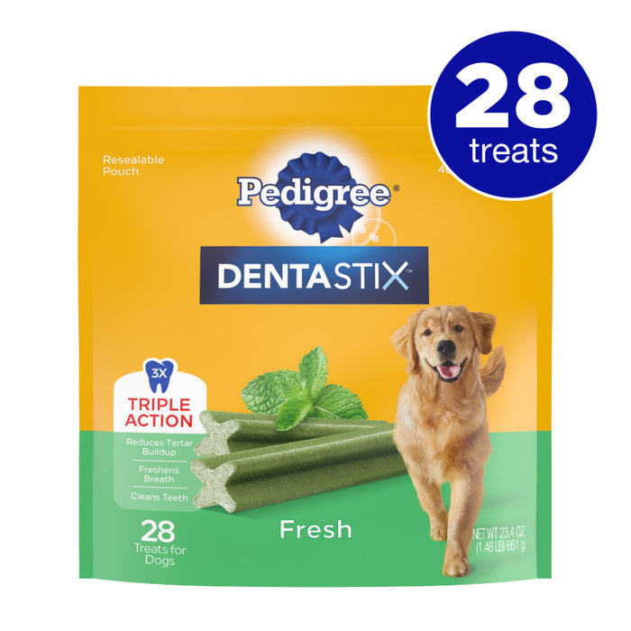 Pedigree DENTASTIX Dog Dental Treat Fresh, 1ea/28Ct Resealable Pouch