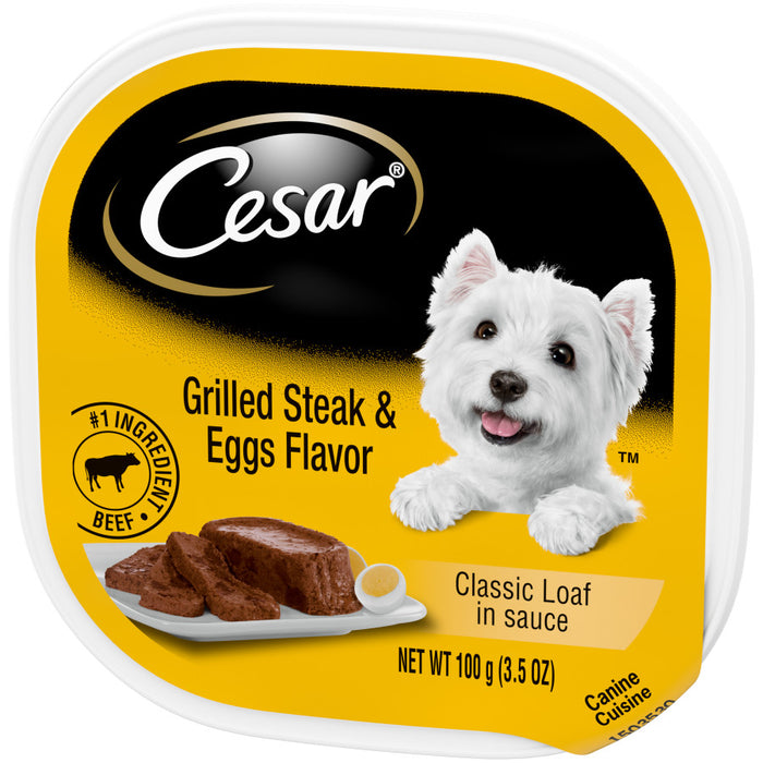 Cesar Sunrise Classic Loaf in Sauce Adult Wet Dog Food Grilled Steak & Eggs, 24ea/3.5 oz, 24 pk