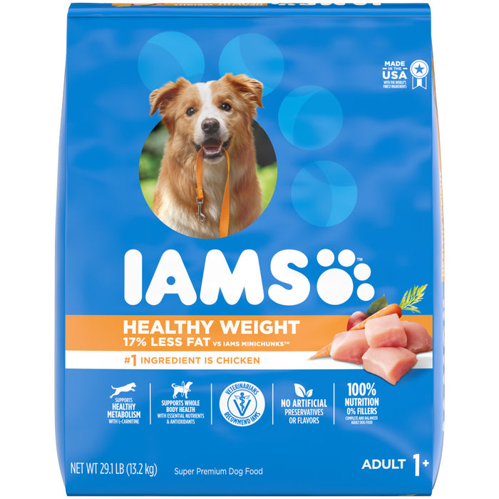 IAMS Healthy Weight Adult Dry Dog Food Real Chicken, 1ea/29.1 lb