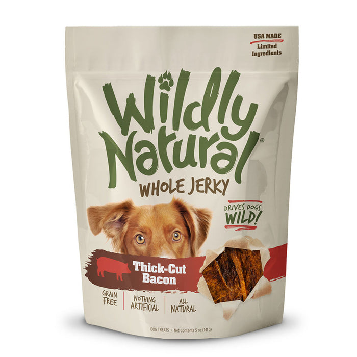 Wildly Natural Whole Jerky Strips Grain-Free Dog Treats Thick Cut Bacon, 1ea/5 oz