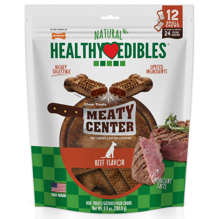 Nylabone Healthy Edibles Meaty Center Natural Dog Treats 1ea/SMall - Up To 30 lb, 12 ct