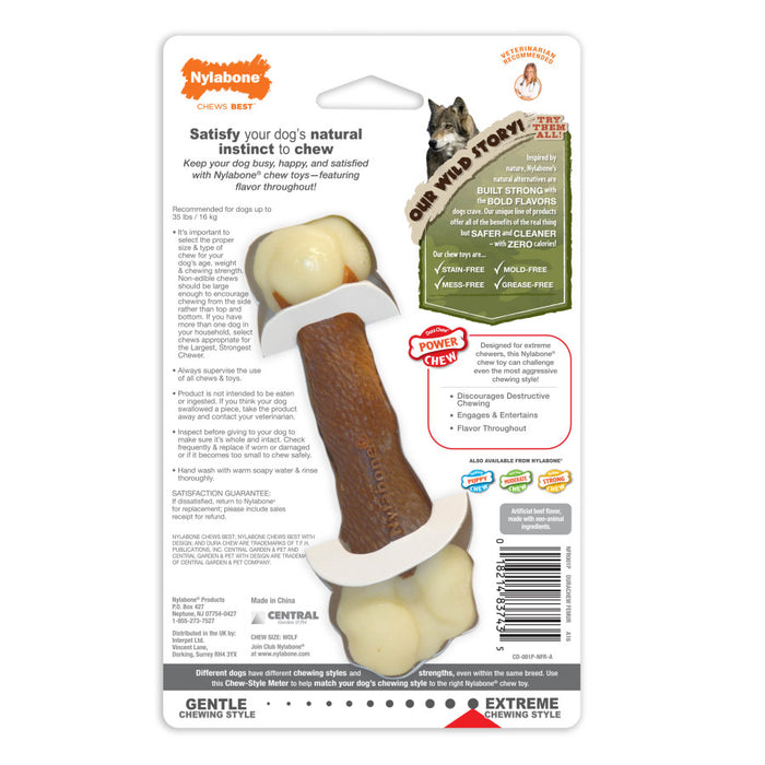 Nylabone Femur Bone Rawhide Alternative Power Chew Durable Dog Toy Beef, 1ea/Medium - Up To 35 lb