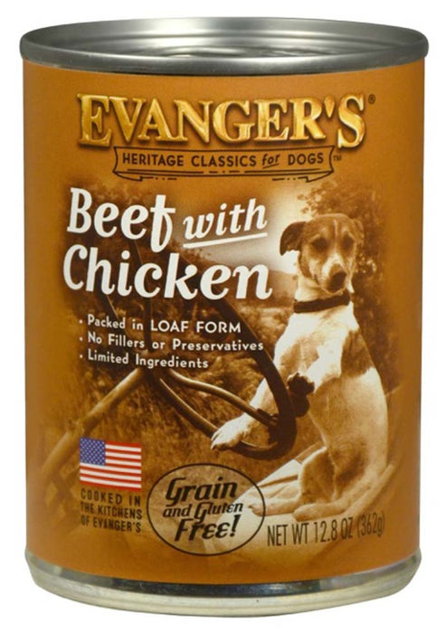 Evanger's Heritage Classic Wet Dog Food Beef w/Chicken, 12ea/12.8 oz, 12 pk