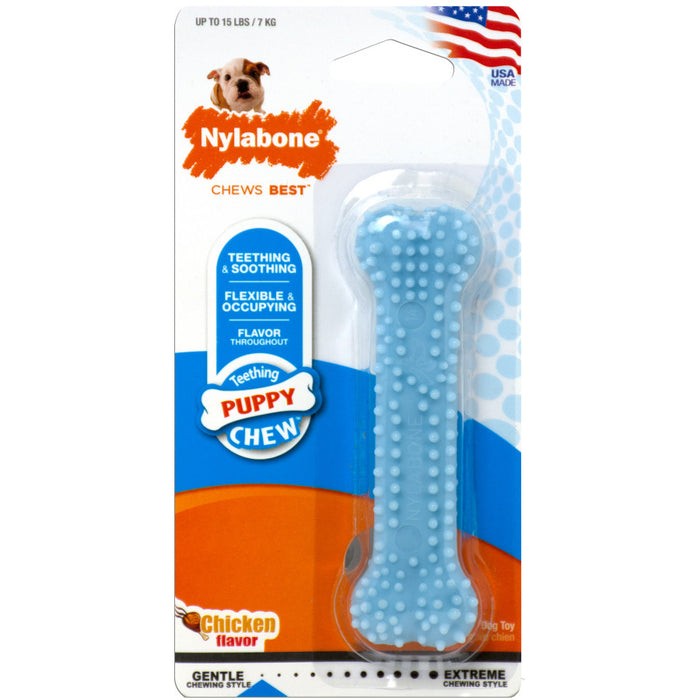 Nylabone Puppy Teething & Soothing Flexible Chew Toy Blue, 1ea/XS - Up To 15 lb