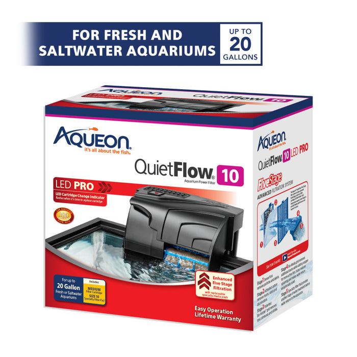Aqueon QuietFlow LED PRO Aquarium Power Filter 1ea/Size 10
