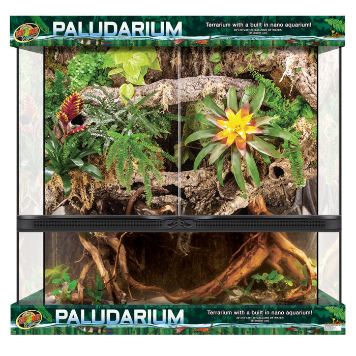 Zoo Med Double Door Paludarium with Built-in Nano Aquarium Black, Clear, 1ea/36 In X 18 in, 20 gal