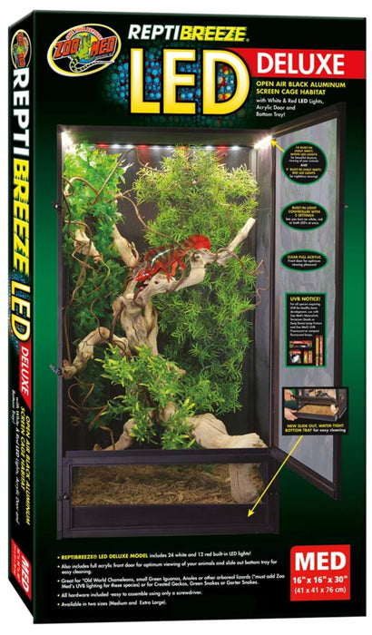 Zoo Med ReptiBreeze LED Deluxe Screen Cage Black, 1ea/MD