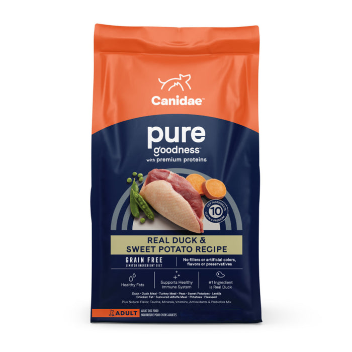 CANIDAE PURE Goodness Grain-Free LID Dry Dog Food Duck & Sweet Potato, 1ea/12 lb