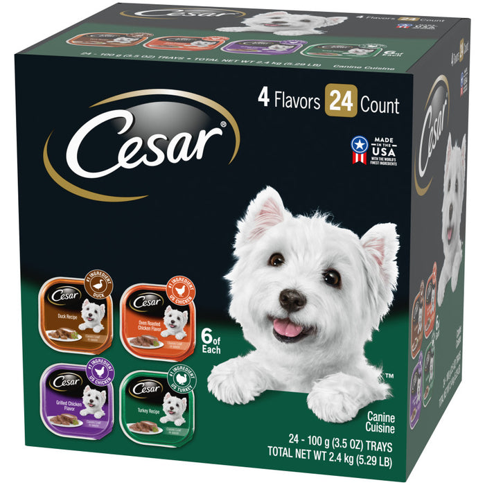 Cesar Classic Loaf in Sauce Adult Wet Dog Food Variety Pack (Duck, Chicken, Turkey), 1ea/84.66 oz, 24 pk