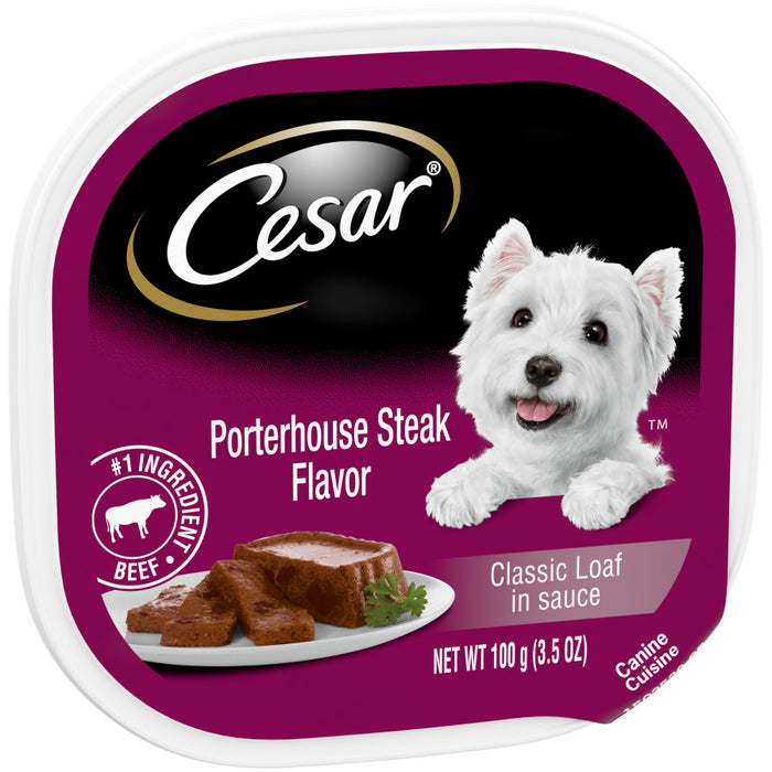 Cesar Classic Loaf in Sauce Adult Wet Dog Food Porterhouse Steak, 24ea/3.5 oz, 24 pk